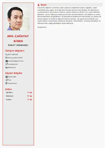 Ziraat Mühendisi Cv Örnekleri cv indir